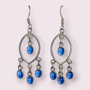Quartz silver dangle earrings 2.25"